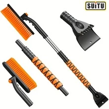 3-In-1 Portable Snow Shovel, Telescopic, Detachable, Rotating Brush Head, Sturdy C-Shaped Scraper, Thickened Bristles, Outdoor Snow Removal, Car Cleaning Multi-Function Tool - Multicolor - View 13