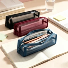 Transparent Mesh Pencil Case, Suitable For Students, Stationery And Bags - Portable Storage Solution - Single Piece - View 2