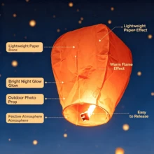 3/5/10/20pcs Floating Wish Lanterns, Romantic Outdoor Celebration Wedding New Year Birthday Party Background Decor Lights, Lightweight Paper Festival Decorations - View 9