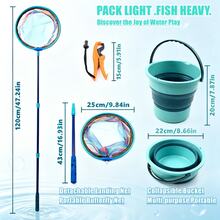 Complete Fishing Kit With Telescopic Fishing Rod And Closed Face Reel, Portable Fishing Gear Set With Fishing Line, Lures, Hooks, Net, Bucket And Accessories, Gift Box Outdoor Fishing Starter Set - Yellow - View 7