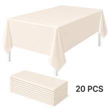 3pcs/12pcs/20pcs White Disposable Tablecloths, Rectangular Plastic PE Waterproof Dining Table Cover, Banquet Birthday Wedding Party Gathering Tablecloth, Tabletop Decoration Supplies - Multicolor - View 6