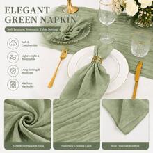 60 Pcs Sage Green Gauze Napkins, 20x20 Inch Soft Crinkled Gauze Napkins, Reusable And Washable, Bohemian Country Style Napkins For Wedding, Bridal Shower, Baby Shower, Birthday Party, Reception, Restaurant, Home Dining Decoration - Mint Green - View 8