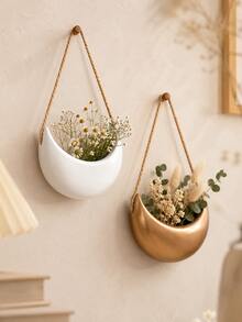 1pc Moon-Shaped Hanging Planter – Wall-Mounted Basket For Green Plants; Balcony & Home Decor Container; Decorative Hanging Ornament; Succulent Planter - A - View 7