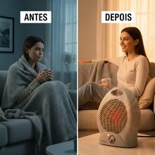 Aquecedor Elétrico Portatil Silencioso 2 nives De Temperatura Quartos Salas Escritorio Clima Agradável Rapidamente - Cinza - Visão 7