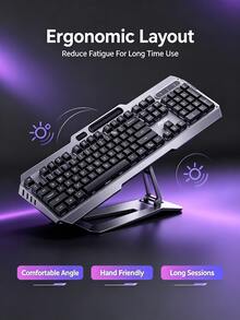 AOC Wired Gaming Keyboard Metal Panel Mechanical Feel Backlit Keyboard 26-Key Anti-Ghosting Waterproof Dustproof Full-Size Keyboard For Desktop Laptop Gaming Office Peripheral - View 8