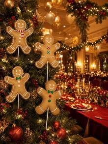 4/1pc Gingerbread Man Christmas Tree Decor, Christmas Vase Decoration, Rustic Gingerbread Decor, Suitable For Holiday Home, School, Office Vase Decoration, Christmas Style Gingerbread Man - Gingerbread Man - View 3