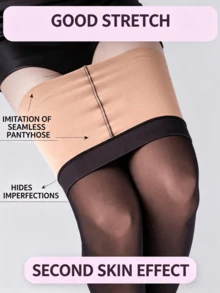 Women's Black Sheer Stirrup Tights, Slim Fit Thin Unlined High Elasticity Slim Fit Leggings, Nude Feel Base Layer For Daily Commute - Multicolor - View 8