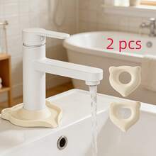 2pcs Silicone Faucet Base Splash Guard, Waterproof Anti-Splash Sealing Gasket, Non-Slip Wear-Resistant Water Collection Pad, Universal Kitchen Bathroom Faucet Protection Pad, Black And Gray Optional - A - View 2