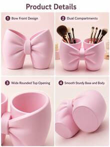 Bow-Shaped Storage Rack - Makeup Brush & Toothbrush Holder, Bathroom Accessory, Bedroom Pen & Toothbrush Display Decor. Perfect Gift For Women On Halloween And Christmas - Multicolor - View 6