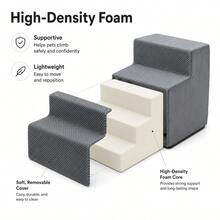 1pc Right Angle Pet Stairs, 3/4/5 Steps High Elasticity Sponge Climbing Ladder Suitable For Elderly And Disabled Pets To Get On Sofa And Bed, Non-Slip And Removable Washable - Multicolor - View 9