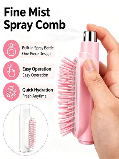 2-in-1 Sprühkamm und Cut Out Haarbürste, glättet Haare, antistatisch und entwirrend, Haarkamm, Kopfhautmassage, tragbar, leicht zu reinigen, einfaches und niedliches Geschenk, unverzichtbar für Weihnachten und Halloween