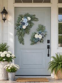 2 Pieces Set, Artificial Garland, Suitable For Wedding Welcome Signs, Floral Decorations, And Wedding Reception Signs (Blue), Valentine's Day Gift - Blue - View 2