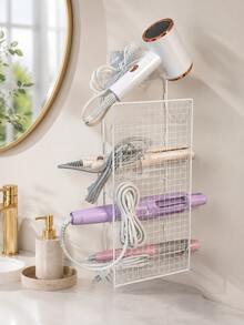 4-Tier Hair Tool Organizer – Drill-Free, Wall-Mountable Or Countertop-Ready. Features A High-Capacity, 4-Compartment Design To Store Hair Dryers, Curling Irons, And Straighteners; Includes Hooks To Help Save Vanity Space - Multicolor - View 9