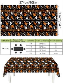 1pc Halloween Theme Disposable Tablecloth, 54 X 108 Inch Waterproof Rectangular Tablecloth, Party Decoration Plastic Table Cover, Leakproof And Durable - Black - View 10