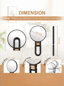 50X Magnifying Travel Hand Mirror With Handle, Double-Sided Hand Mirror, 10X/50X Magnification, Adjustable Handle/Stand, Foldable Travel Makeup Mirror, High Cost-Performance, Suitable As Christmas Gift, Cosmetics, Makeup Tools - Multicolor - View 5