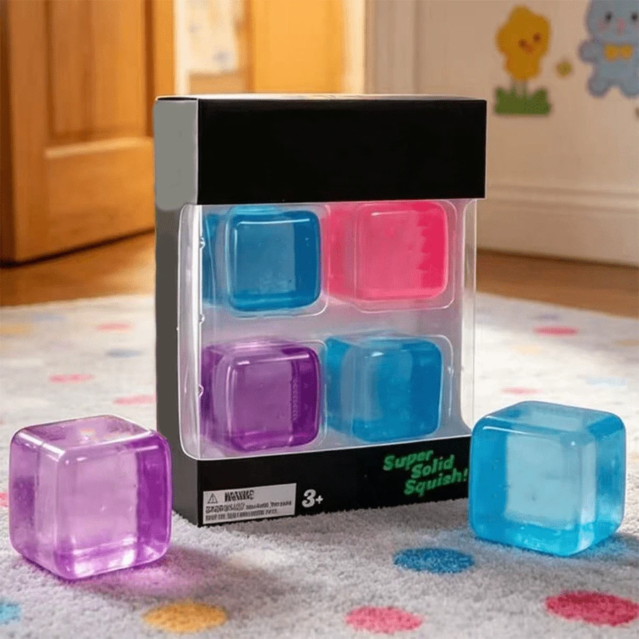 4pcs/Set Transparent Ice Cube Squeeze Toy, Jelly-Like Clear Ice Cube Shape Macaron Multi-Color Options, Transparent Jelly Shell With Delicate Fluid Inner Core, Soft And Bouncy Pressing, Smooth Squeezing And Kneading To Release Anxiety, Popular Stress Relief Toy - Multicolor - View 1