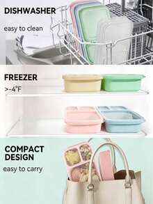 Multifunctional Portable Sealed Compartment Food Storage Container, Stackable, Airtight, Dishwasher And Microwave , Suitable For School, Office, Travel, Party, For Storing Fruit, Pastries, Nuts, Candy, Etc. - Multicolor - View 5