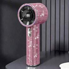 Easypie Selection Luxury Fully Rhinestone Portable Handheld Mini Fan, USB-C Rechargeable Turbo Fan, Adjustable Speed Quiet Fan, Summer Gift Box, 1800mAh - Multicolor - View 9