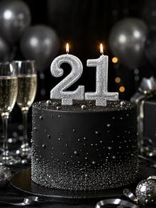 1pc Sequin Number Birthday Candle 0-9 Silver Age Candle, Elegant Cake Decor Topper, Suitable For Children And Adult Birthday Parties, Anniversaries, Weddings And Celebration Events - View 2