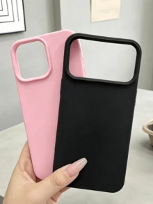 2pcs Matte Black & Deep Pink Minimalist Full Coverage TPU Shockproof Phone Case Compatible With Apple 18 17 16 15 14 13 12 11 Pro Max Protective Shell Air - Multicolor - View 1