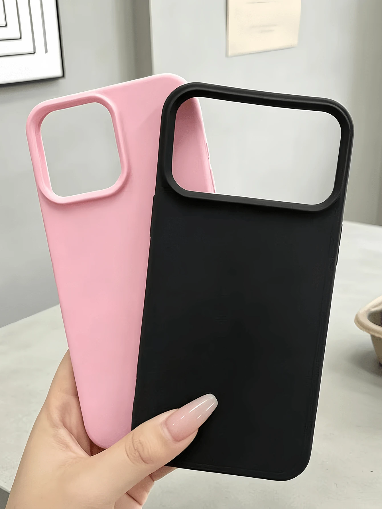 2pcs Matte Black & Deep Pink Minimalist Full Coverage TPU Shockproof Phone Case Compatible With Apple 18 17 16 15 14 13 12 11 Pro Max Protective Shell Air - Multicolor - View 1