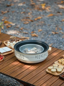 CAMEL CROWN Charcoal Brazier For Indoor Warm Tea Brewing, Portable BBQ Grill For Outdoor Barbecue, Meat Grilling, Picnic & Backyard Use - Off White - View 1
