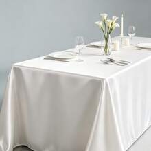 1pc Rectangular Satin Tablecloth, Suitable For Mother's Day And Holiday Decorations, Parties, Banquets, Camping, Picnics, Barbecues, Indoor And Outdoor Daily Use. - White - View 5