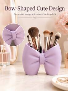 Bow-Shaped Storage Rack - Makeup Brush & Toothbrush Holder, Bathroom Accessory, Bedroom Pen & Toothbrush Display Decor. Perfect Gift For Women On Halloween And Christmas - Multicolor - View 7