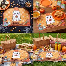 20/50Pcs Halloween Paper Ghost & Pumpkin Placemats, Suitable For Halloween Holiday Table Decoration, Cartoon Cute Style Paper Table Decor, Event Party Decoration - View 6
