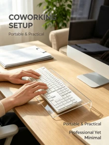 Acrylic Keyboard Stand 15 Degree Tilt Wrist Rest Design Transparent Minimalist Keyboard Desktop Extension Rack Stable Desktop Heightening Stand Suitable For Typists Employees Home Office Typing Work Adjustable Height Stand Back To School Season Back To School Season Hot-Selling Decor Christmas Halloween Best Gift For Friends - Multicolor - View 7