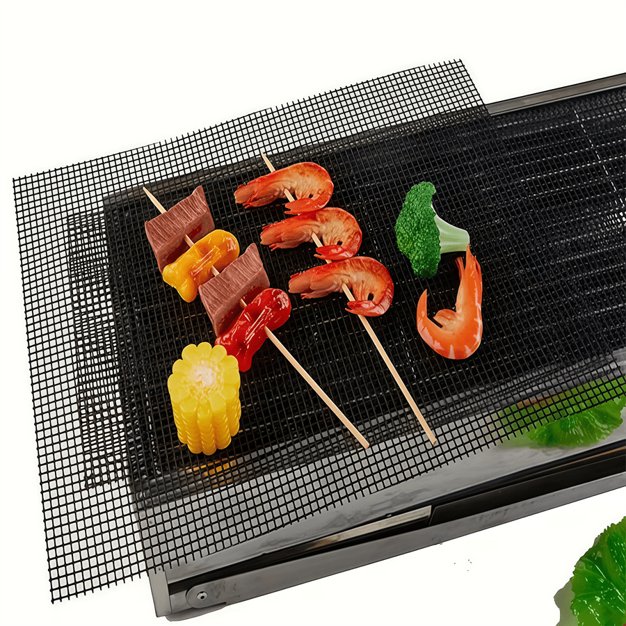 3/5pcs Non‑Stick BBQ Grill Mesh Mat, Reusable Heat Resistant Grill Mat, Cuttable Barbecue Mesh Sheet For Outdoor Picnic Camping Grilling Accessories