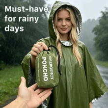 Outdoor Survival Emergency Raincoat, Lightweight Portable Thermal Cloak, Hiking Exploration Emergency Heat-Lock Survival Blanket - Multicolor - View 3