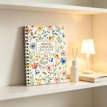 1PC A5 Mental Health Journal Watercolor Floral Spiral Notebook, 50 Pages/25 Sheets, Colorful Flower Leaf Berry And Self Care Quote Journal For Mood Tracking, Daily Writing, Study Notes And Gifts For Women - A5 - View 2