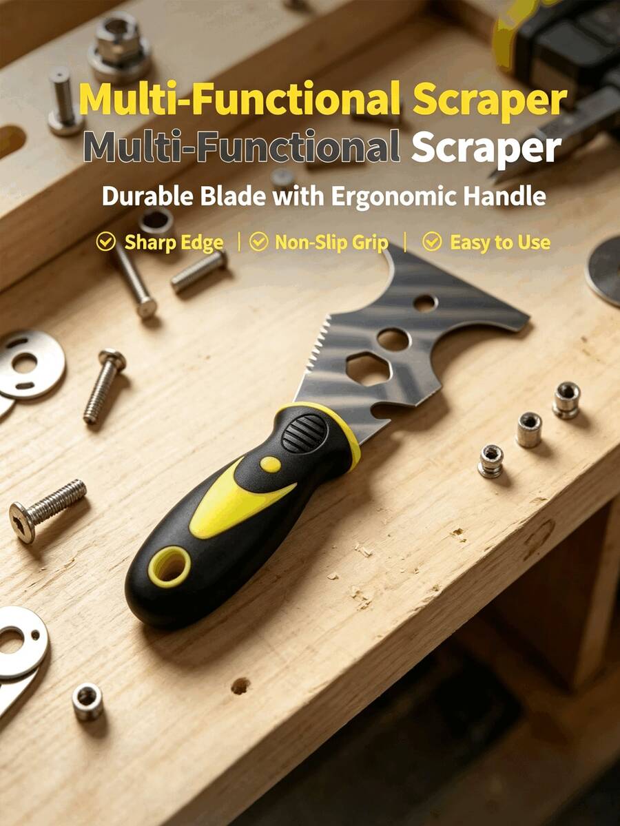 15-In-1 Multi-Function Paint Scraper Tool, Putty Knife With Non-Slip Ergonomic Handle, Caulk Remover, Suitable For Wallpaper, Paint Residue, Tile Installation And Home Renovation - Multicolor - View 1