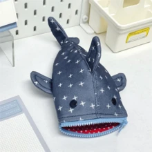 1pc Shark Pencil Case, Large Capacity, Thickened Shark Pencil Case, Funny Animal Stationery Storage Bag, Pencil Box Pen Holder - W - View 5