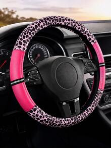 Leopard Print Rhinestone Shiny Steering Wheel Cover, Non-Slip Rubber Inner Ring PU Leather Car Accessory, Suitable For Women And Girls, Vintage Breathable Grip Protective Cover, Universal 15 Inch, Car Interior Accessory - Leopard Print With Diamonds - View 18