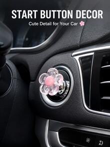 Flower Or Christmas Car Engine Start Stop Button Cover, Cute Transparent Push Start Button Decorative Cap, Dashboard Center Console Ornament, Car Interior Accessories For Women, Vehicle Decoration And Holiday Gift, 6 Styles Available - A - View 7
