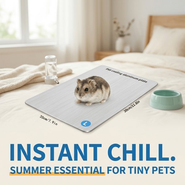 Pet Cooling Pad, Aluminum Plate Material, Easy To Clean, Double-Sided Coating, Scratch-Resistant. Suitable For Pet Cages Or Indoor Home Use. Suitable For Hamsters, Kittens And Puppies, Guinea Pigs, Rabbits.