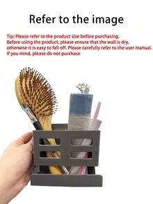 1 st väggmonterad förvaringslåda för badrum, kan hålla tandborste, rakhyvel och skönhetsverktyg - ingen borrning krävs, plastmaterial, flerskiktsdesign, platsbesparande, lämplig för handfat eller dusch, badrumstillbehör, duschlåda badrumstillbehör - Multifärgad - Visa 7
