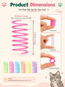 Spiral Spring Cat Toy, Mini Spiral Coil Spring Shape, Multicolor Glow In Dark Design, Stretchable High Rebound Interactive Bite & Bat Play, Indoor Bedroom Living Room Night Solo Play For Kitten Adult Cats, All Year Round Pet Daily Entertainment - Multicolor - View 12