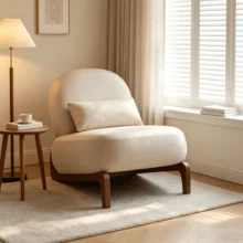 Sturdy Velvet Accent Chair Solid Wood Legs - 駝色 - 查看 10