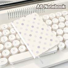 1pc White Polka Dot High-Quality Appearance Notebook, A6 Student Notebook, Pocket Notebook For Organizing Notes, PU Leather Cross-Grain Small Notebook, Lightweight And Portable, Suitable For Daily Writing Use School Supplies - Polka Dots - View 16