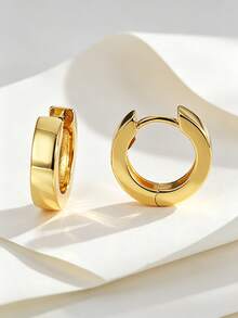 Charm-In Women's Copper Plated 18K Gold Small Thick Hoop Earrings, Lightweight Classic Fashion, Suitable For Daily Wear And Special Occasions, Exquisite Gift - Gold - View 6