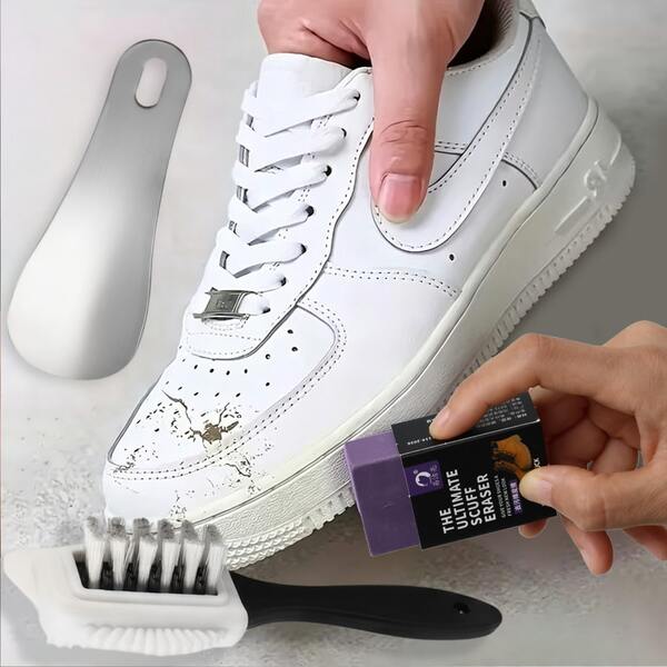 Suede Cleaning Kit, Suede Eraser, Long Handle Velvet Brush, Stainless Steel Shoe Horn, No Water Needed, Easy To Carry, Suitable For Cleaning Velvet, Leather, Sneakers And White Shoes, Dry Cleaning Stain Removal, Travel Essential Shoe Care, Non-Abrasive, Perfect For Sneaker Enthusiasts, Mother's Day, Father's Day, Teacher's Day