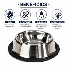 Comedouro Bebedouro Pet Inox 15cm com Base Antiderrapante para Cães e Gatos Pote para Ração e Água - 100ml - Visão 5
