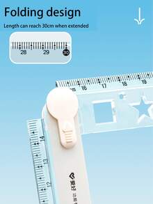 Multi-Section Transparent Folding Ruler, Clear Scale Bendable Drawing Straightedge, Hollow Pattern Multifunctional Ruler, Manuscript Drafting Measurement Tool, Document Layout Positioning Ruler, Portable And Compact, Desktop Surveying, Desktop Stationery, Drawing Office Supplies, Office Supplies, Back To School - one-size - View 5