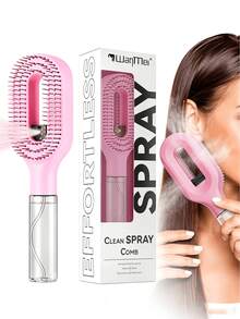 2-In-1 Spray Hair Comb With Built-In Water Spray Function; Suitable For Both Wet And Dry Hair; Ideal For Women With Curly Or Thick Hair; Works With Curly, Straight, And Wavy Styles; Moisturizing Comb; Essential Travel Hair Accessory. - A - View 10