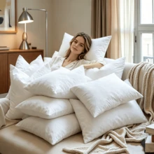 CLSUPER Premium White Goose & Duck Feather Down Throw Pillow Core,18x18" 20x20" 21x21" 14x21",100% Cotton Cover, Fluffy Soft, No Shedding Breathable, Plump Washable, Rectangular Decorative Cushion For Bed Sofa Couch - White - View 5