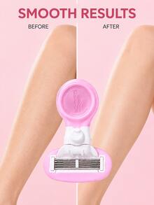 Women's 5-Blade Body Razor, Manual Bikini Shaver, Replaceable Blade Head, Flexible Swinging Blade, Non-Slip Handle, Comes With Travel Storage Box, Dry And Wet Use, Suitable For Legs, Underarms And Bikini Line - Multicolor - View 4