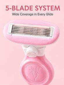 Women's 5-Blade Body Razor, Manual Bikini Shaver, Replaceable Blade Head, Flexible Swinging Blade, Non-Slip Handle, Comes With Travel Storage Box, Dry And Wet Use, Suitable For Legs, Underarms And Bikini Line - Multicolor - View 7